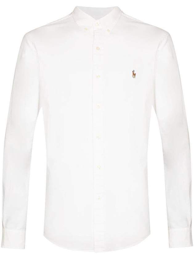 Men's Embroidery Pony Slim Fit Long Sleeves Shirt White - POLO RALPH LAUREN - BALAAN 2