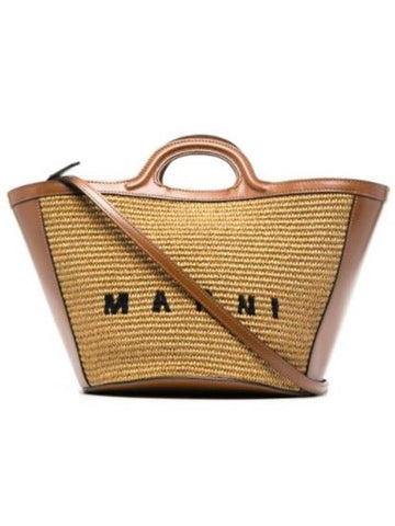 Leather Raffia Tropicalia Tote Bag Rosiena - MARNI - BALAAN 1