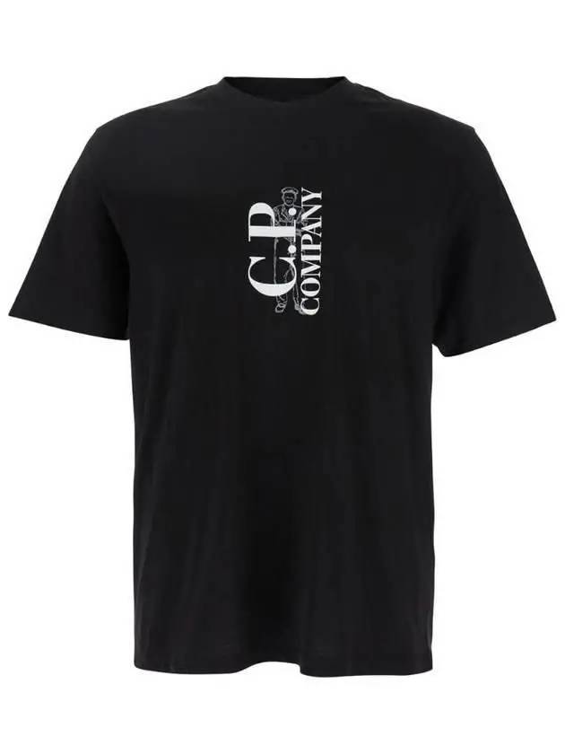 Logo Short Sleeve T-Shirt Black - CP COMPANY - BALAAN 3