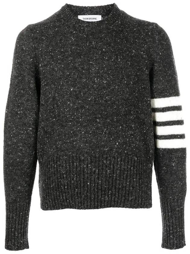 Diagonal Striped Mohair Wool Knit Top Dark Grey - THOM BROWNE - BALAAN 3