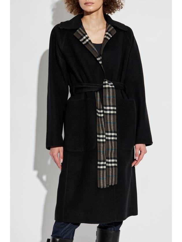 Check Reversible Tunbridge Wrap Wool Single Coat Black - BURBERRY - BALAAN 4