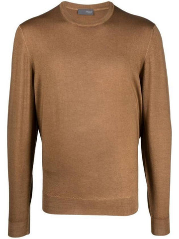 Men's Crew Neck Wool Knit Top Brown - DRUMOHR - BALAAN 1