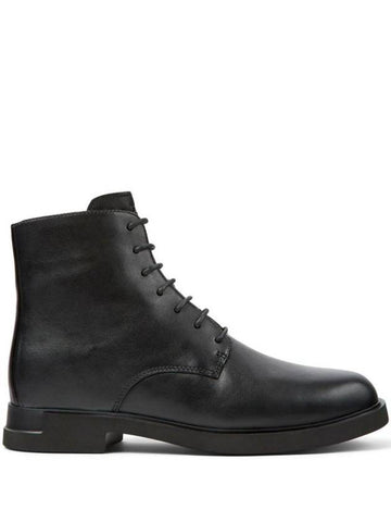 Iman Lace-Up Leather Middle Boots Black - CAMPER - BALAAN 1