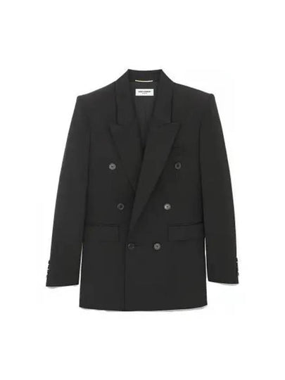 Double Breasted Blazer Jacket Black - SAINT LAURENT - BALAAN 2