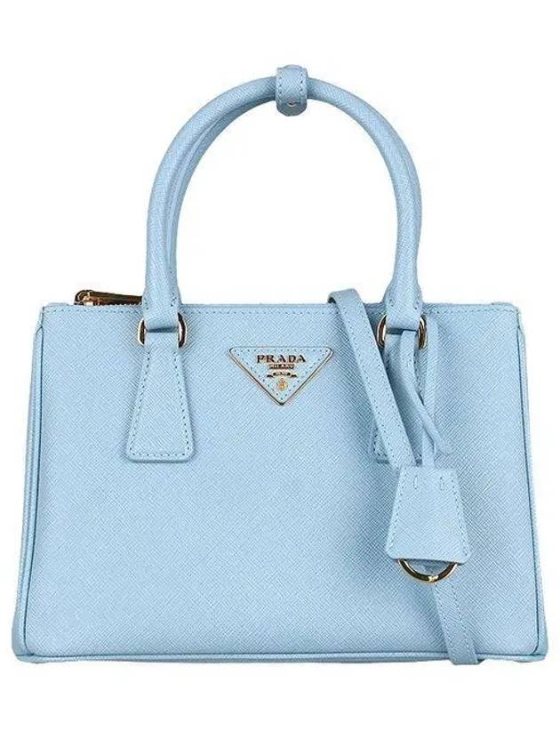 Galleria Saffiano Leather Small Tote Bag Light Blue - PRADA - BALAAN 2