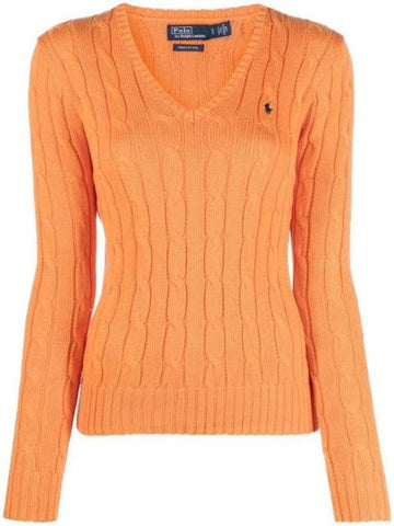 Women's Embroidered Logo Knit Top Orange - POLO RALPH LAUREN - BALAAN 1