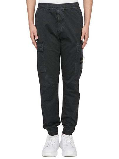 Stretch Cotton Cargo Straight Pants Black - STONE ISLAND - BALAAN 2