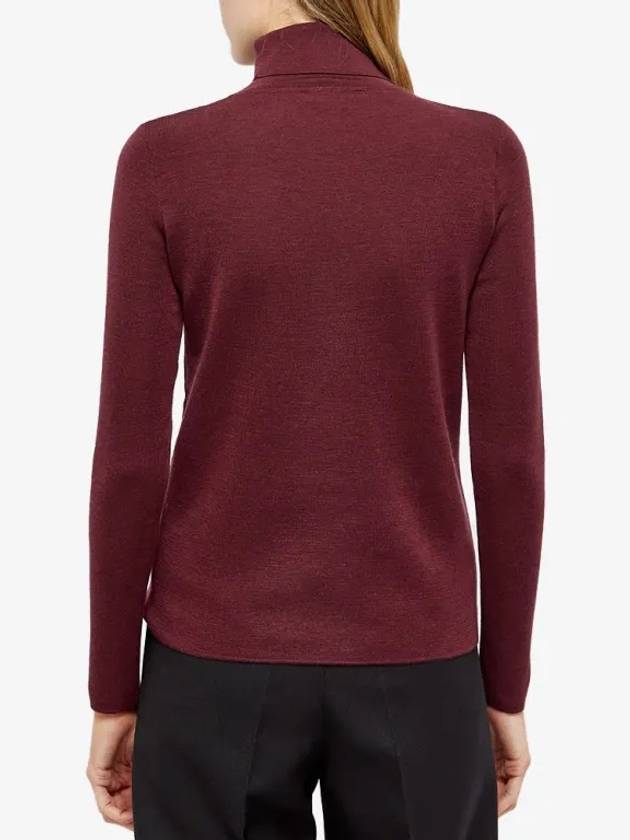 Women Fox Head Patch Wool Turtleneck Dark Red - MAISON KITSUNE - BALAAN 4