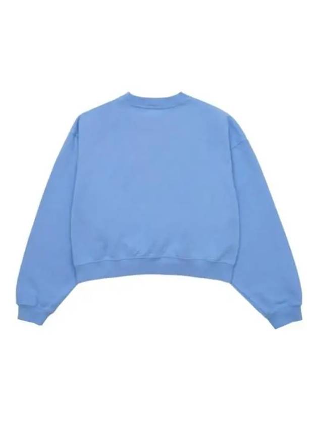 Women's Crop Logo Cotton Sweatshirt Blue - SPORTY & RICH - BALAAN 3