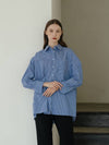 Oversized Striped Shirt Blue - YOUNESS - BALAAN 4