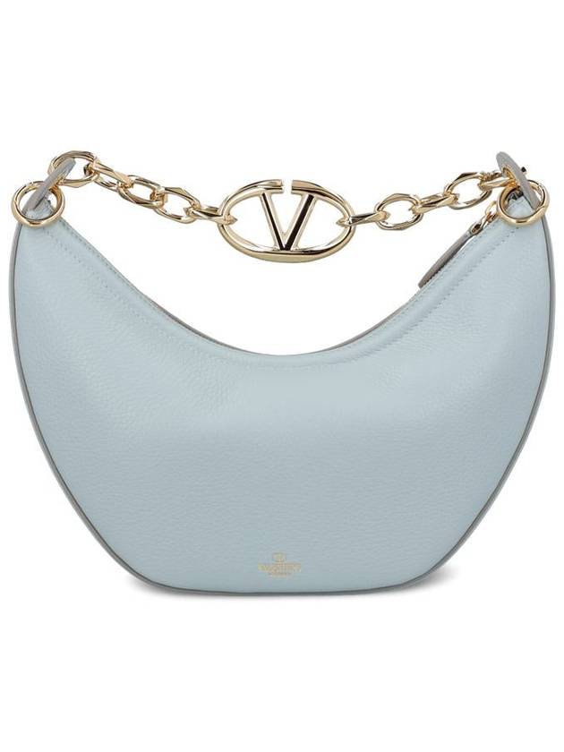 V Logo Zip-Up Medium Tote Bag Light Blue - VALENTINO - BALAAN 3