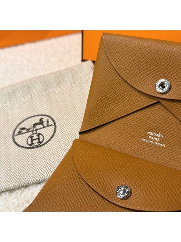 Card Wallet Appsong Goatskin Palladium Calvi Duo Brown - HERMES - BALAAN 6