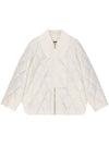 Pointed Collar Diamond Quilted Zip-Up Jacket White - GANNI - BALAAN 1