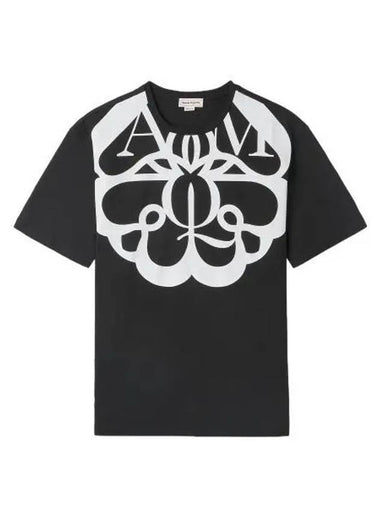 Logo Print Short Sleeve T Shirt White Black - ALEXANDER MCQUEEN - BALAAN 1