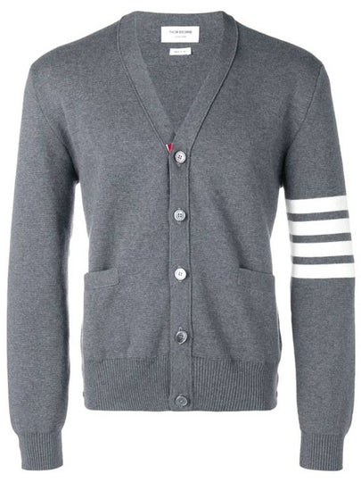 Milano Stitch 4-Bar Cardigan Medium Grey - THOM BROWNE - BALAAN 2