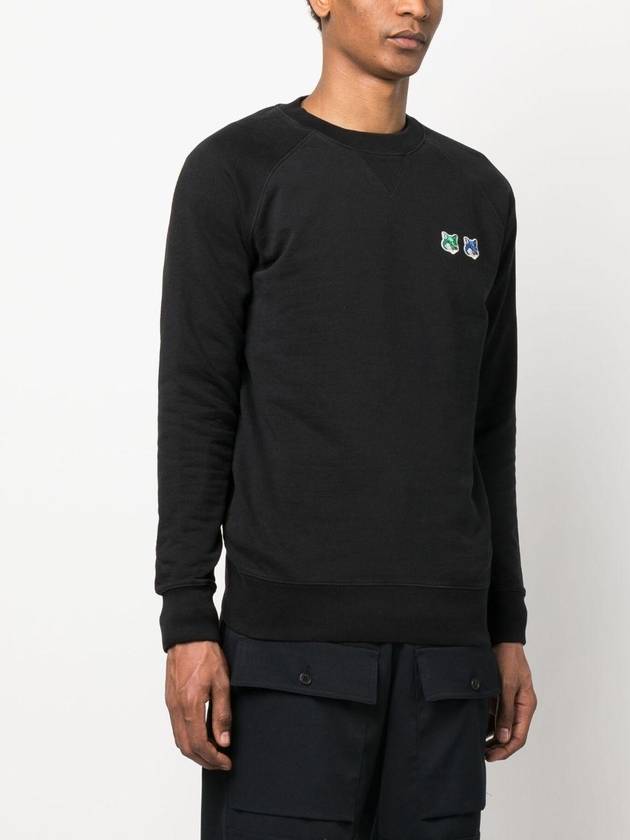 Double Monochrome Fox Head Patch Classic Sweatshirt Black - MAISON KITSUNE - BALAAN 4