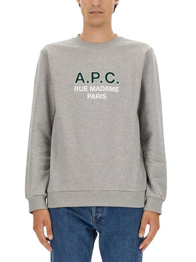 Logo Print Cotton Sweatshirt Heather Grey - A.P.C. - BALAAN 2