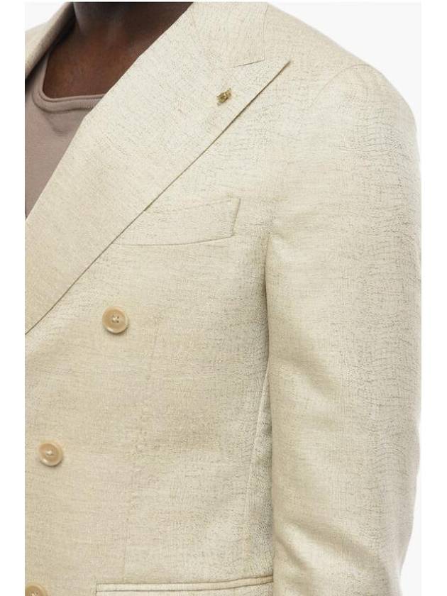 Men s Double Breasted Jacquard Blazer 91XZ90 0286102 036 Beige BPG - CORNELIANI - BALAAN 3