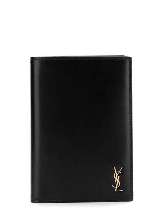 Monogram Logo Card Passport Wallet Black - SAINT LAURENT - BALAAN 2