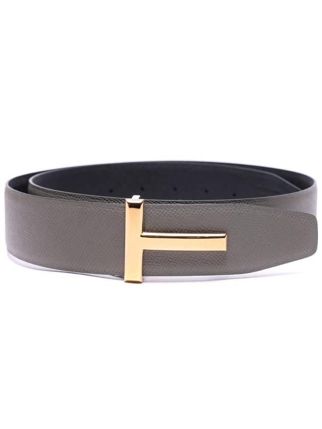 T Buckle Reversible Leather Belt Black Ash Grey - TOM FORD - BALAAN 4