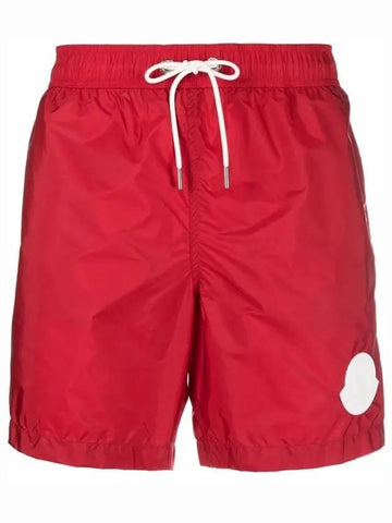 Men's Logo Patch Swim Shorts Red - MONCLER - BALAAN 1