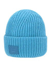 C40135 TURQUOISE MELANGE face logo patch beanie - ACNE STUDIOS - BALAAN 1