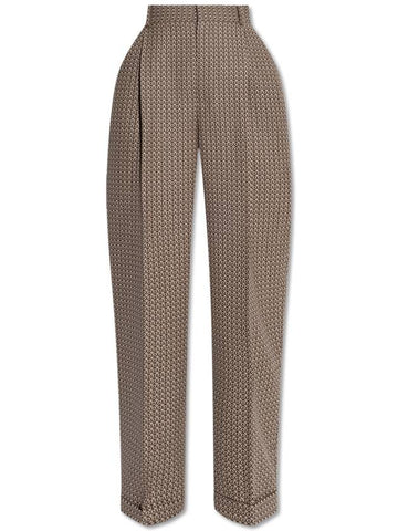 Moschino Patterned Pleated Trousers, Women's, Beige - MOSCHINO - BALAAN 1