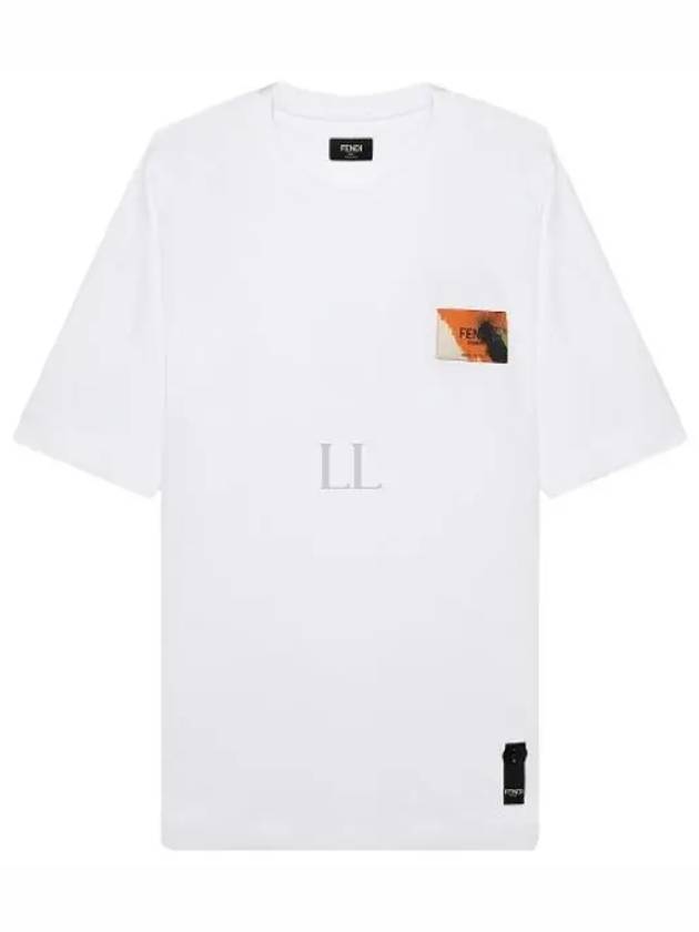 Logo Label Patch Short Sleeve T-Shirt White - FENDI - BALAAN 2