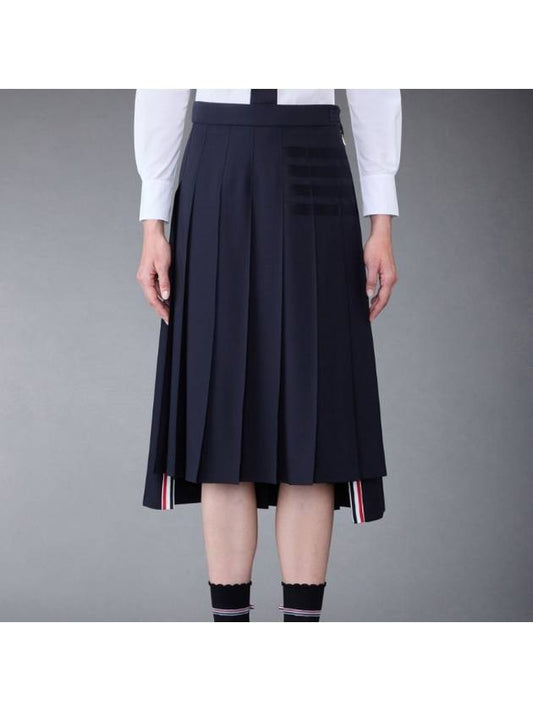 RWB Tab Dropback Plain Weaving Wool Pleated Skirt FGC400V 06146 420 - THOM BROWNE - BALAAN 1