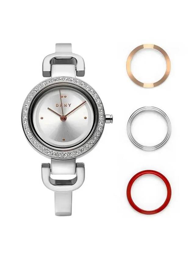 City Link Bezel Set Metal Analog Watch Silver - DKNY - BALAAN 1