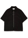 Jacquard Zip-up Short Sleeve Shirt Black - MONTSENU - BALAAN 7