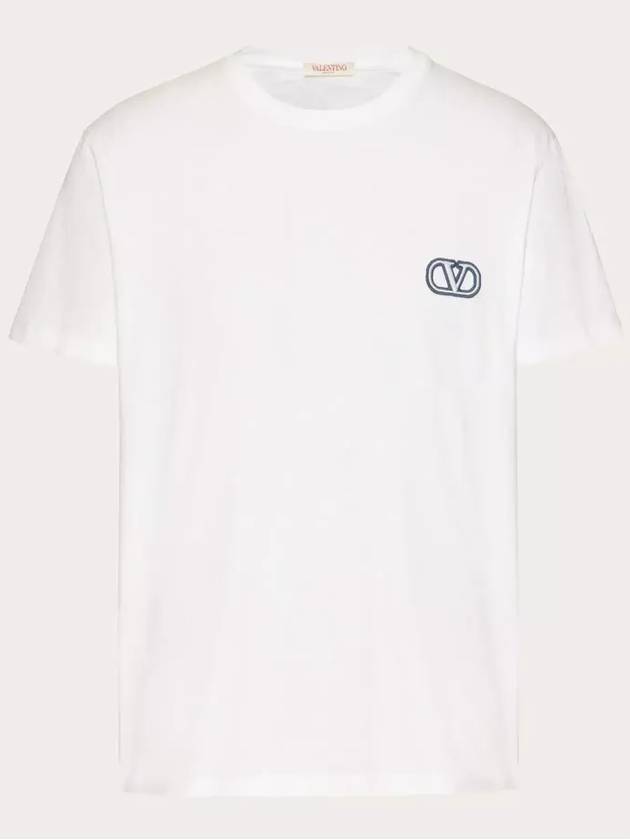 Cotton Tshirt decorated with V logo signature patch - VALENTINO - BALAAN 1