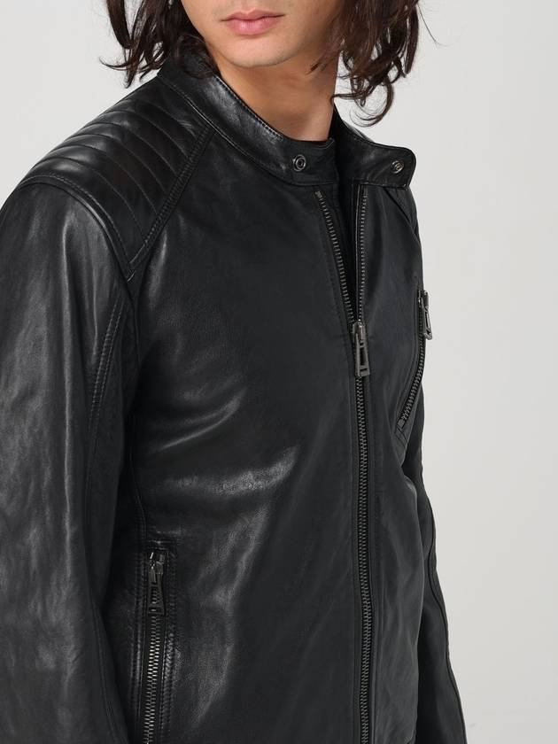 Men's Cheviot Leather V Racer Jacket In Black - BELSTAFF - BALAAN 5