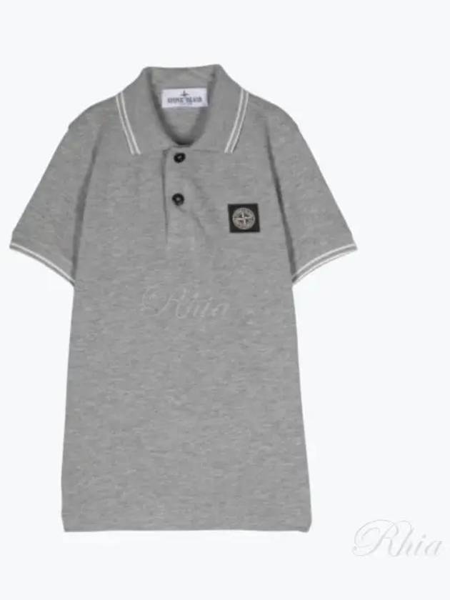 Kids Logo Patch Polo Shirt Grey - STONE ISLAND - BALAAN 2