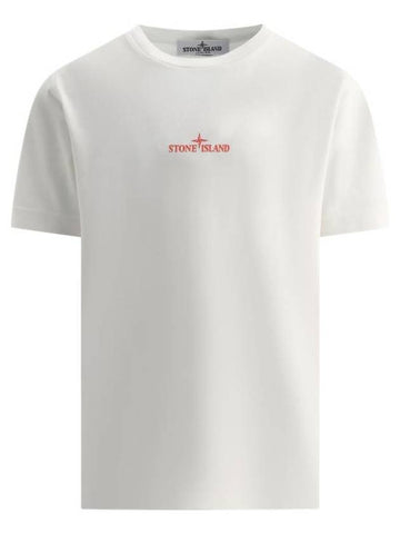 Kids Logo Print Short Sleeve T-Shirt White - STONE ISLAND - BALAAN 1