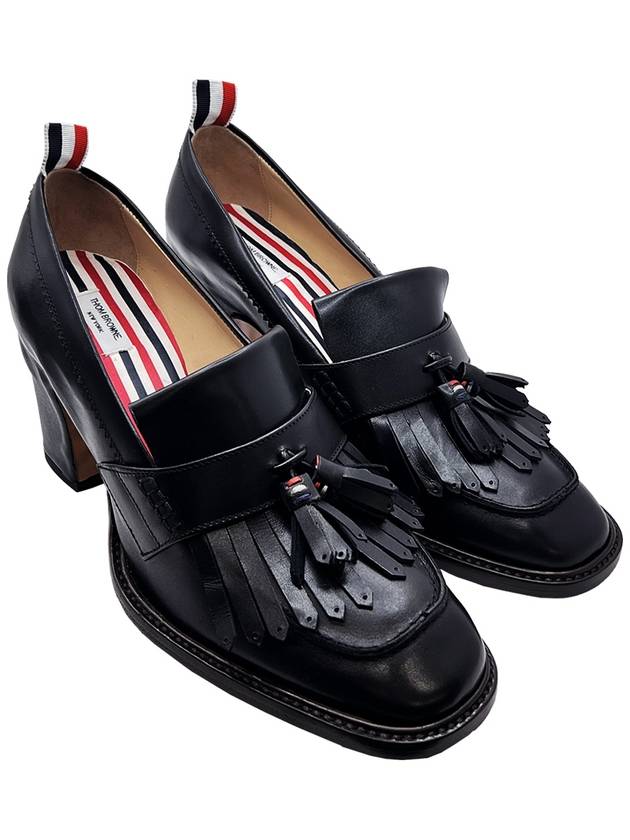 Box Calf 7.5MM Block Tassel Quilted Loafers Pumps Black - THOM BROWNE - BALAAN 3