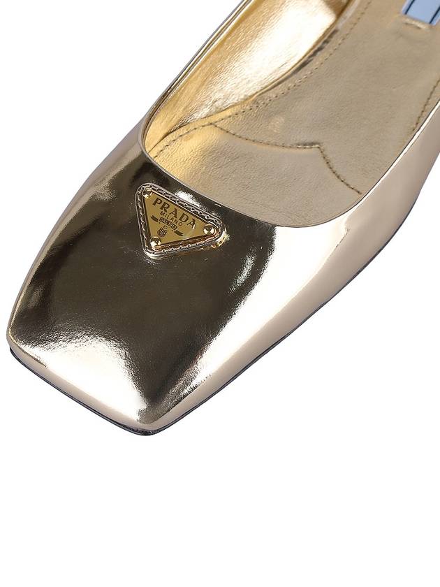 Metallic Leather Ballerinas Platinum Gold - PRADA - 8