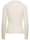 Embroidered Logo Pony Cable Knit Top Cream - POLO RALPH LAUREN - BALAAN 3