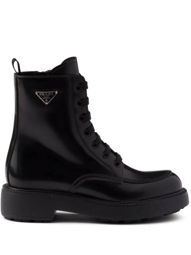 Brushed Leather Walker Boots Black - PRADA - BALAAN 1