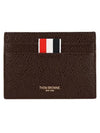 Stripe Note Compartment Pebble Grain Leather Card Wallet Dark Brown - THOM BROWNE - BALAAN 4