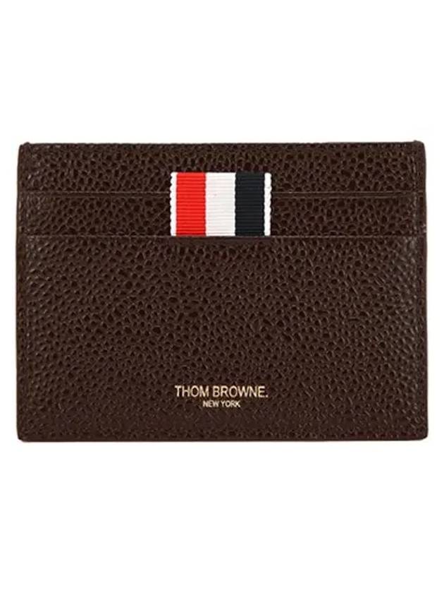 Stripe Note Compartment Pebble Grain Leather Card Wallet Dark Brown - THOM BROWNE - BALAAN 5