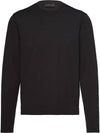 Logo Stretch Cotton Long Sleeve T-Shirt Black - PRADA - BALAAN 1