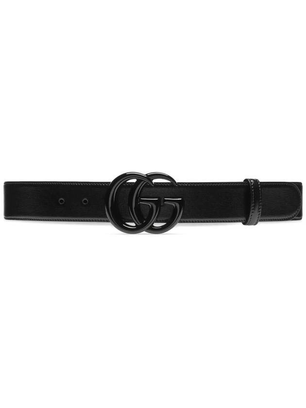 GG Marmont Wide Leather Belt Black - GUCCI - BALAAN 1