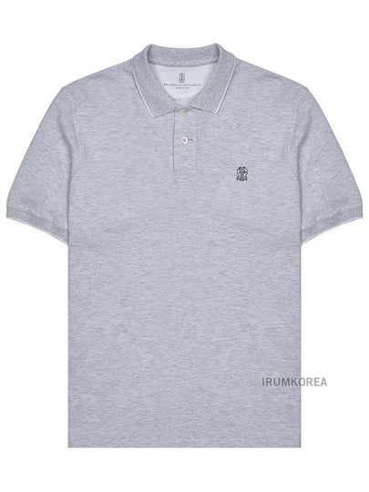 Embroidered Logo Short Sleeve Polo Shirt Grey - BRUNELLO CUCINELLI - BALAAN 2