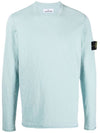 Wappen Patch Crew Neck Knit Top Aqua Blue - STONE ISLAND - BALAAN 1