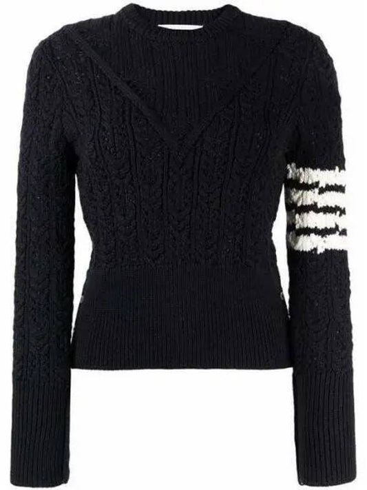 FKA383A Irish Pointel Cable Diagonal Armband Knit FK 1008729 - THOM BROWNE - BALAAN 1