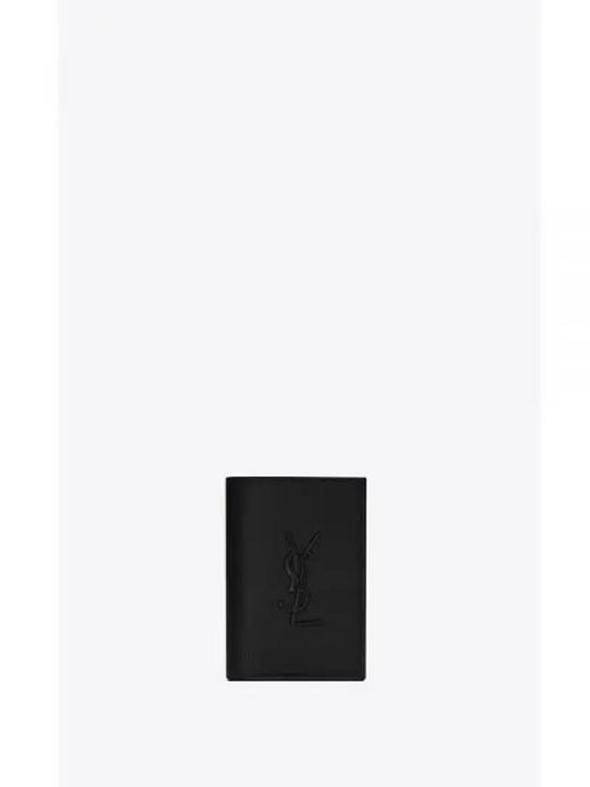 Cassandre Leather Grande Poudre Card Wallet Black - SAINT LAURENT - BALAAN 2