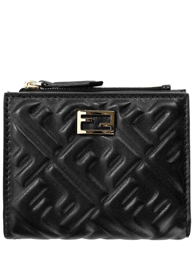 Slim Baguette Embossed FF Logo Half Wallet Black - FENDI - BALAAN 2