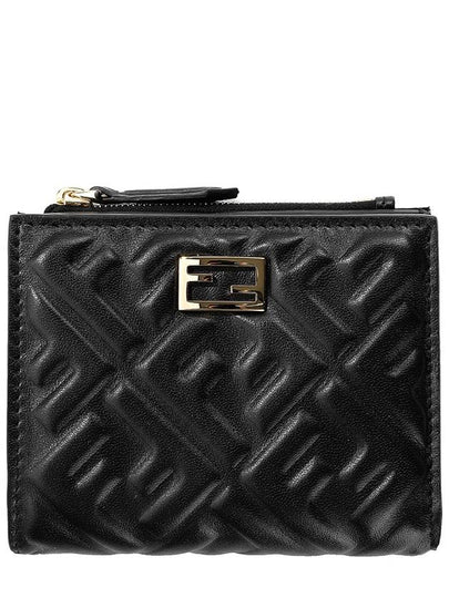 Slim Baguette Embossed FF Logo Half Wallet Black - FENDI - BALAAN 2