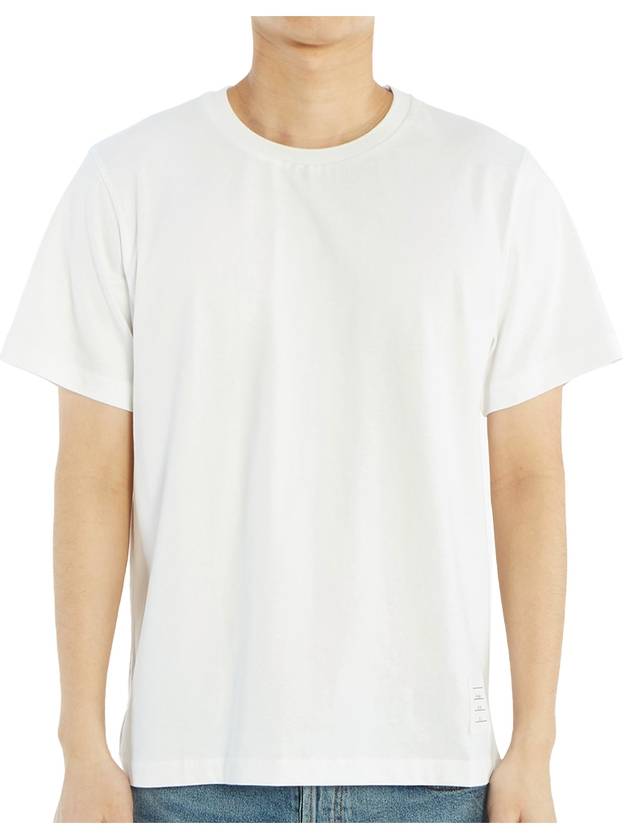 Men's Side Slit Relaxed Short Sleeve T-Shirt White - THOM BROWNE - BALAAN 2